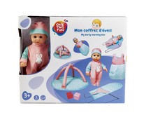 Muñeco bebé 30cm con accesorios, gimnasio, hamaca y saco, ONE TWO FUN ALCAMPO.
