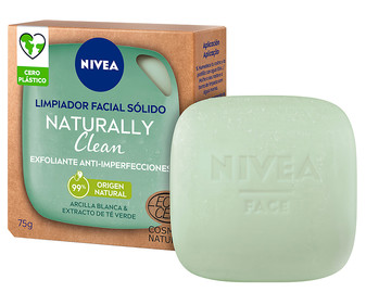 Limpiador facial sólido con acción exfoliante y anti-imperfecciones NIVEA Naturally clean 75 g. Limpiador facial sólido con acción exfoliante y anti-imperfecciones NIVEA Naturally clean 75 g.