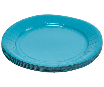 Pack de 20 platos de cartón color azul, 23cm. ACTUEL. Pack de 20 platos de cartón color azul, 23cm. ACTUEL.