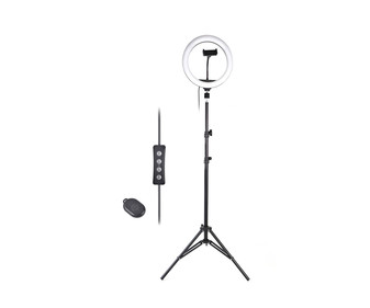 Aro de luz blanca para selfies QILIVE, trípode XL y con soporte para teléfono móvil. Aro de luz blanca para selfies QILIVE, trípode XL y con soporte para teléfono móvil.