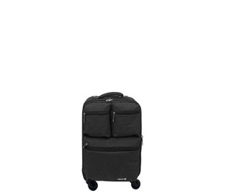 Maleta de cabina de color negro de 50 cm y 8 ruedas, AIRPORT ALCAMPO Eco Conception. Maleta de cabina de color negro de 50 cm y 8 ruedas, AIRPORT ALCAMPO Eco Conception.