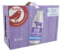 Leche semidesnatada de vaca, sin lactosa PRODUCTO ALCAMPO 6 x 1l.