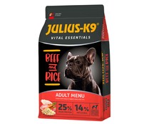 Pienso para perros adultos de vacuno y arroz, JULIUS-K9 saco 3 kg.