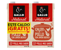 Caldo de pollo con jamón ibérico GALLO 1L. + 1L. Gratis
