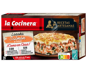 Lasaña de pasta fresca al huevo rellena de salmón y brocolí LA COCINERA Recetas artesnas 500 g. Lasaña de pasta fresca al huevo rellena de salmón y brocolí LA COCINERA Recetas artesnas 500 g.
