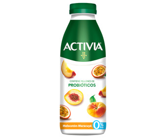 Bífidus líquido para beber, 0% materia grasa y con melocotón y maracuyá ACTIVIA de Danone 515 ml. Bífidus líquido para beber, 0% materia grasa y con melocotón y maracuyá ACTIVIA de Danone 515 ml.