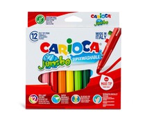 Pack de 12 rotuladores de colores brillantes y punta maxi, lavables, CARIOCA JUMBO.
