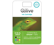Pack 4 cartuchos de tinta compatibles (Epson 18XL) QILIVE E-1816 XL, negro, cian, magenta y amarillo.