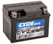 Batería para moto 3Ah, arranque 50A, 12V, L: 11,3cm, A: 7cm, H: 8,5cm, EXIDE Bike AGM Factory Sealed.