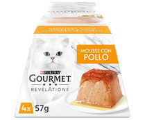 Alimento gatos húmedo, mousse con pollo PURINA GOURMET 4 uds. x 57 g.