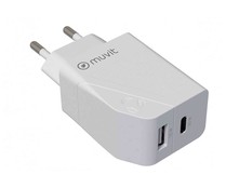 Cargador USB 18W, tipo-C 20W, MUVIT.