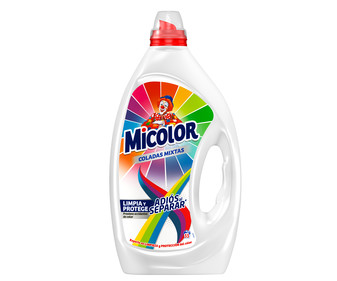 Detergente en gel para lavadora MICOLOR Adiós al Separar, 55 lavados 2,7 L. Detergente en gel para lavadora MICOLOR Adiós al Separar, 55 lavados 2,7 L.