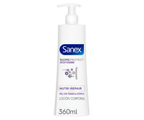 Loción corporal nutritiva y reparadora, para piel con tendencia atópica SANEX Biomeprotect atopiderm 360 ml.