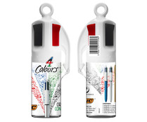 Conjunto de escritura que incluye bolígrafo retráctil con 4 colores de tinta a base de aceite de punta media. BIC.