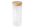 Bote de vidrio con tapa de madera, capacidad 0,9 litro, H: 21,5cm, A: 8,3cm,  ACTUEL.