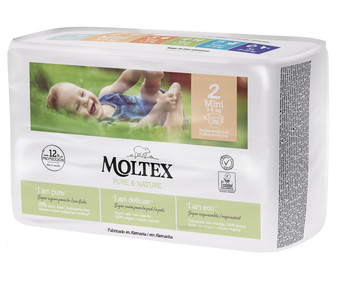 Pañales ecológicos talla 2 para bebés de 3 a 6 kilogramos MOLTEX Pure & nature 36 uds. Pañales ecológicos talla 2 para bebés de 3 a 6 kilogramos MOLTEX Pure & nature 36 uds.