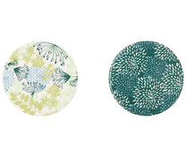 Surtido de azulejos redondos para presentación, diseño Botanic en tonos verdes, 9cm de diámetro, BIDASOA.