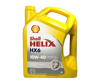 Lubricante semisintético para gasolina o diésel, HX6 10W40, 5 litros, SHELL Helix. Lubricante semisintético para gasolina o diésel, HX6 10W40, 5 litros, SHELL Helix.