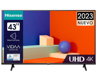 Televisión 109,22 cm (43") DLED HISENSE 43A6K 4K, HDR10+, SMART TV, WIFI, BLUETOOTH, TDT HD, USB reproductor, 3HDMI, 60HZ. Televisión 109,22 cm (43") DLED HISENSE 43A6K 4K, HDR10+, SMART TV, WIFI, BLUETOOTH, TDT HD, USB reproductor, 3HDMI, 60HZ.
