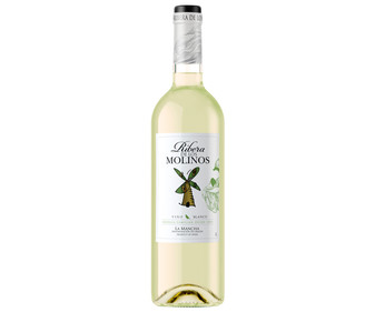 Vino blanco con denominación de origen La Mancha RIBERA DE LOS MOLINOS botella de 75 cl. Vino blanco con denominación de origen La Mancha RIBERA DE LOS MOLINOS botella de 75 cl.