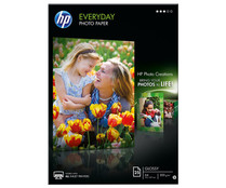 Pack de 20 hojas fotográficas HP Everyday Glossy (Q5451A), brillante, 21 x 29,7cm, 200g/m².