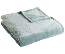 Plaid de flannel color verde claro, 130x170cm., 100% poliéster 260g/m², ACTUEL.