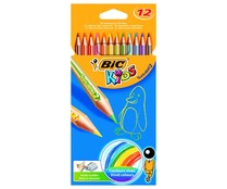 Caja con 12 lápices para colorear, con mina extra dura BIC Kids tropicolors.