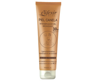 Crema biométrica intensificadora del bronceado con FPS 30 (alto) E´LIFEXIR Piel canela 150 ml.