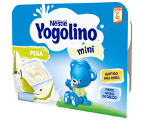 Postre lácteo de pera, adaptado para bebés, a partir de 6 meses YOGOLINO Mini de Nestlé 6 x 60 g.