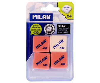 Lote de 4 gomas de borrar cuadradas y de diferentes colores MILÁN Nº430.