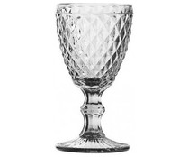 Copa de vidrio transparente con decoración exterior de rombos en relieve, 0,35 litros de capacidad, Sidari LA MEDITERRÁNEEA.