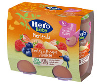 Tarritos de frutas del bosque y galleta, a partir de 6 meses HERO Merienda 2 x 190 g.