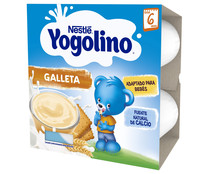 Postre lácteo de natillas con galleta especial para niños desde 6 meses YOGOLINO de Nestlé 4 x 100 g.