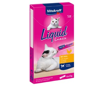 Snack líquido para gatos de pollo y taurina VITAKRAFT 6 uds x 15 g.