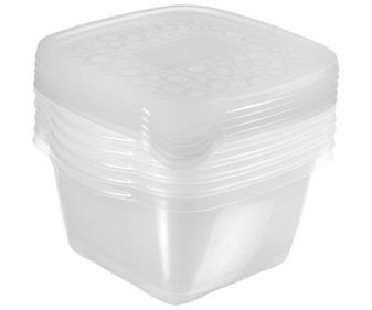 Set de 4 recipientes herméticos cuadrados de plástico, 1,1 litros, ESSENTIAL.