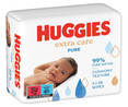 Toallitas húmedas para bebé (plástico en el producto: 67% de fibras natuales) HUGGIES Pure extra care 168 uds.