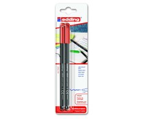 Marcadores permanentes rojo, para escritura en papeles claros, con punta de fibra de trazo de 1 milímetro EDDING 1200 2 unidades.
