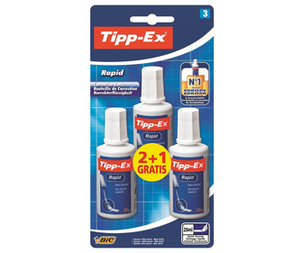 Lote de 3 botes de 20mm de corrector líquido con aplicador de pincel y secado ultra-rápdio TIPP-EX. Lote de 3 botes de 20mm de corrector líquido con aplicador de pincel y secado ultra-rápdio TIPP-EX.