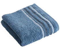 Toalla de ducha 100% algodón color azul marino con cenefa pespunte, 360g/m² ACTUEL.