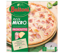 Pizza de masa fina y crujiente para microondas de jamón y queso BUITONI Pizza micro 315 g.