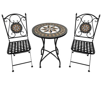Conjunto de muebles para terraza o jardín Mosaico con 2 sillas plegables y 1 mesa, KACTUS REPUBLIC.