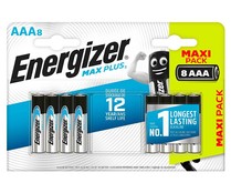 Pack de 8 pilas alcalinas AAA, LR03, 1,5V, ENERGIZER Max Plus.