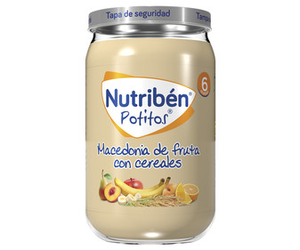 Potitos® de macedonia de frutas con cereales , a partir de 6 meses NUTRIBÉN 235 g. Potitos® de macedonia de frutas con cereales , a partir de 6 meses NUTRIBÉN 235 g.