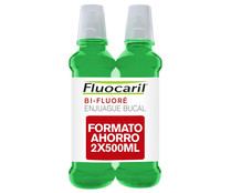 Enjuague bucal bi-flúor, sin alcohol y con sabor a menta  FLUOCARIL 2x500 ml.