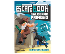 Escape Book de un aldeano pringao, El megatemplo maldito, CUBE KID. Género: infantil, acertijos. Editorial Planeta Junior.