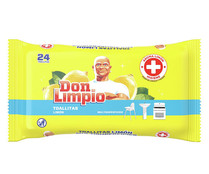 Limpiahogar toallitas multiusos higiene, aroma limón DON LIMPIO 24 uds.