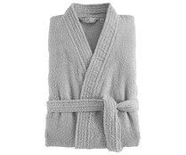 Albornoz de adulto talla S-M, 340g/m², 100% algodón color gris claro, ACTUEL. Albornoz de adulto talla S-M, 340g/m², 100% algodón color gris claro, ACTUEL.