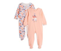 Lote de 2 pijamas pelele de algodón para bebé INEXTENSO, talla 56.