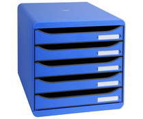 Cubo archivador con 5 cajones de 35x28x23cm azul, EXACOMPTA. Cubo archivador con 5 cajones de 35x28x23cm azul, EXACOMPTA.