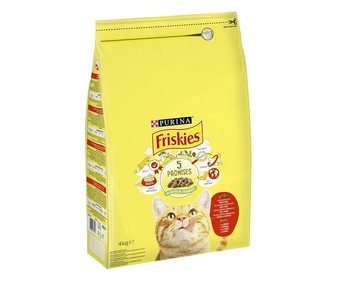 Pienso Para Gatos adultos base de buey pollo y verduras friskies 4 4kg